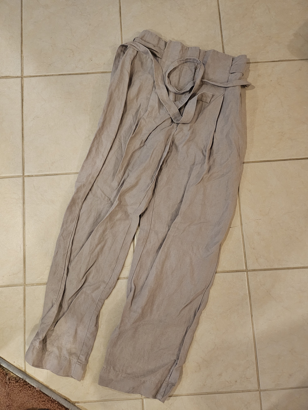 Wilfred Light Taupe Linen-Blend Tie-Waist Chinos